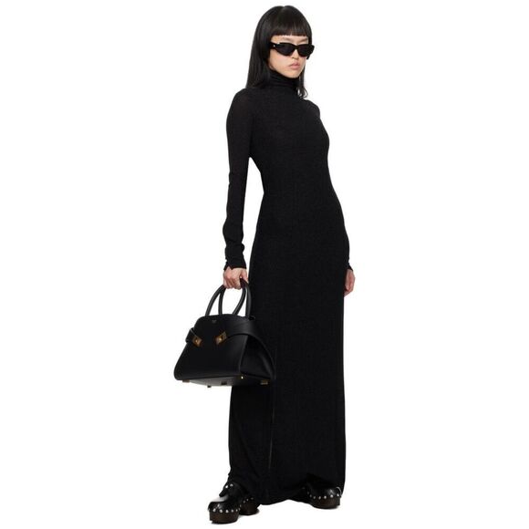 NWT Rag & Bone Metallic Jersey Turtle Neck Lilith Maxi Dress Black Size 2XS - Picture 1 of 10